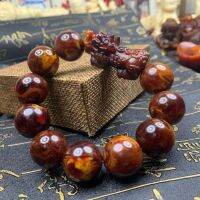 Ambergris สร้อยข้อมือห่วงเดี่ยวสีเทาอำพัน Pixiu สไตล์เดียวกันสำหรับผู้ชายและผู้หญิงที่มีเนื้อละเอียดประณีตกลิ่นหอมติดทนนานและโชคดี