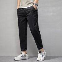 CODwumei04 Cropped Mens Plus Size Ankle Length Casual Pants Cotton Chinos Trousers Black Army Green Dark Blue Khaki Big 42 44 46