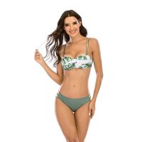 hotx 【cw】 2022 New Push Up Swimwear Swimsuit Gold Straps Print Bikinis Set Bathing Beach Female