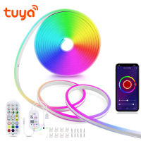 Tuya Smart Life WiFi LED Neon Light Strip 12V LED Strip RGB Neon ป้ายเทปตกแต่ง Alexa Home ซิลิกาเจลพร้อมคลิป *