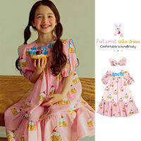 「สินค้าลิขสิทธิ์แท้」Iris kids IKD068-IKH067 Full print cake dress - bow เสื้อผ้าเด็กเกาหลี เดรส โบว์