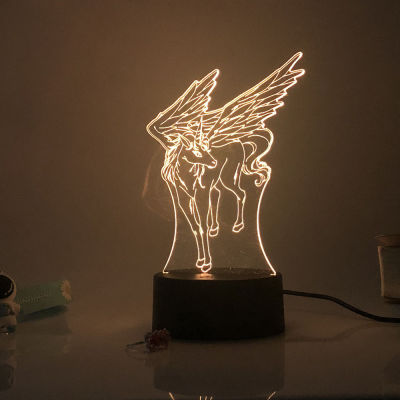 Baby Manga Pegasus Horse 3D Light For Your Room Decor Anime Childrens Night Light Lamp Acrylic Remote 16 Colors Illusion Gifts