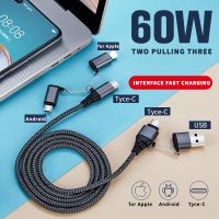 3in 5in1แบบ2 USB แบบ C สายสำหรับ iPhone 11 13 12 14 Pro Max 3 In 1 PD 60W Huawei ชาร์จไมโคร Xiaomi Samsung