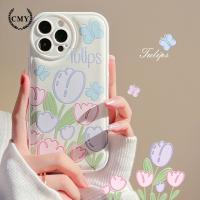 【Great. Cell phone case】 I เคสโทรศัพท์วัสดุซิลิโคนผิวนอกเนื้อนิ่ม Tpu จิตรกรรมทิวลิปน้ำมันเคสใช้ได้กับ11 12 13 14 Pro Max Mini XR XS 7 8 Plus