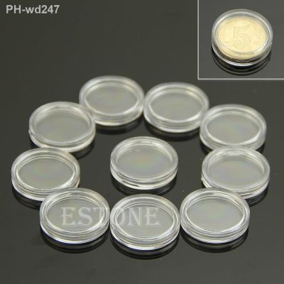 10 PCS Applied Clear Round Cases Coin Storage Capsules Holder Round Plastic 19mm