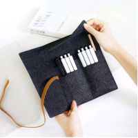 Large Capacity School Case Felt Pencil Bag Student Stationery Holder Fountain Pen Case Simple Style Zipper Pencil Pouch Pencil Cases Boxes