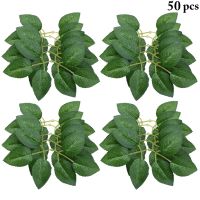 ❀☽❃ 50PCS Artificial Rose Leaf Mini Silk Cloth Fake Rose Leaf Lifelike Faux Greenery Stem DIY Office Ornaments Festival Home Decor