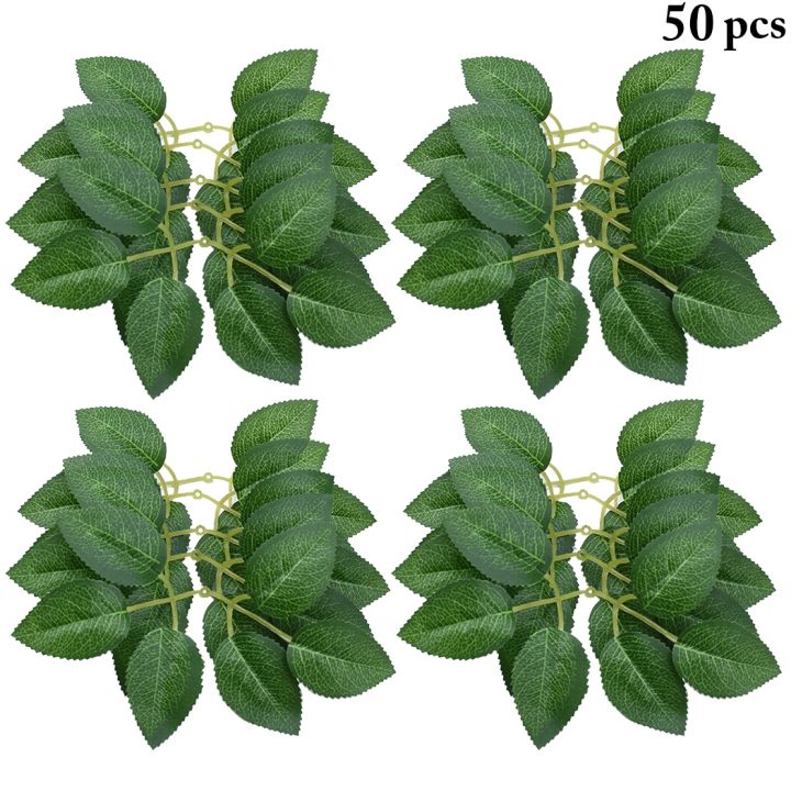 50pcs-artificial-rose-leaf-mini-silk-cloth-fake-rose-leaf-lifelike-faux-greenery-stem-diy-office-ornaments-festival-home-decor