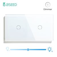 ❆ BSEED EU Standard Touch Dimmer Switch Dimmable LED Light Switch Double 1Gang 1way Wall Sensor Switches Tempered Crystal Glass