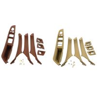 2Set RHD Car Interior Door Handle Inner Door Panel Pull Trim Cover for -Bmw 5 Serie F10 F11 520 525, Red-Brown &amp; Beige