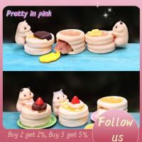 PRETTY IN PINK 1 6PCS เรซิน รูปแกะสลักขนมหนูแฮมสเตอร์ขนาดเล็ก หลากสี ดีไอวาย รูปปั้นสัตว์ขนาดเล็ก ของขวัญสำหรับเด็ก ภูมิทัศน์ขนาดเล็กมาก มาการองหนูแฮมสเตอร์ งานฝีมืองานประดิษฐ์