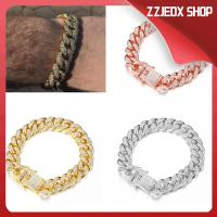 ZZJEDX SHOP ผู้หญิงผู้ชาย เพชร หรูหรา เงางาม ฮิพฮอพ สร้อยข้อมือ ฝัง Rhinestone ลิงค์เชน