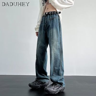 ﹍✇ DaDuHey🔥 Hong Kong Style Retro Trendy Brand Fashionable All-Match Casual Pants Mens 2023 Loose Dropping Straight-Leg Jeans