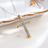 S925 Sterling Silver Diamond Cross Necklace Ladies, Famous Brand Ladies Fashion High Jewelry Gifts, Factory Wholesale