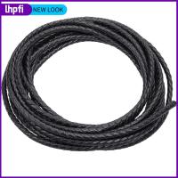 LHPFI 5.5 Yards 3mm คะ สายหนังแท้ เครื่องหนังแท้ สีดำสีดำ สายรัด Bolo ถัก สายกำไลข้อมือ รอบพับ สายหนังโบราณ ทำเครื่องประดับ DIY