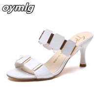 2020 Summer Patent Leather Stiletto Heels Solid Color Shallow Mouth Sequins Metal Decorative High Heels Set Foot Single Shoes