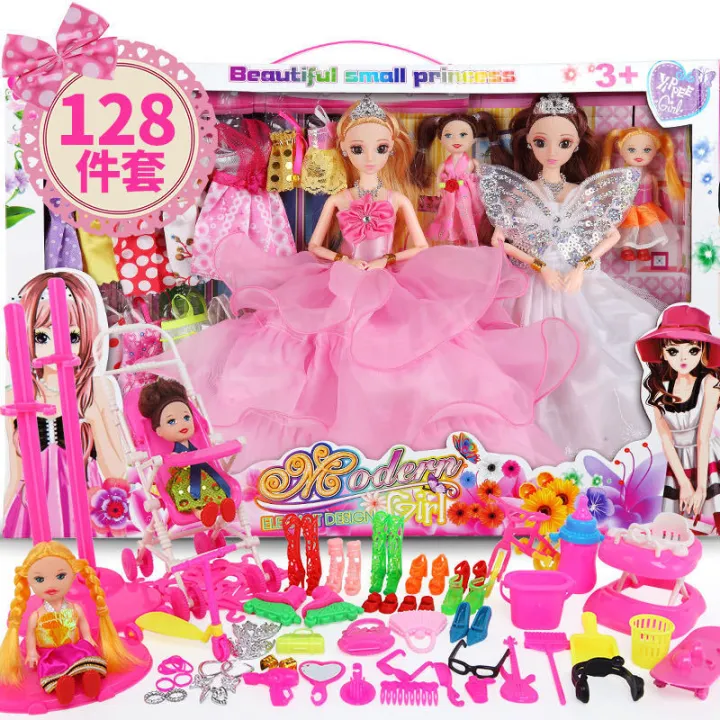 MWK196 Long hair blink Barbie doll set large gift box girl princess castle  House children's birthday play house toys | Lazada PH