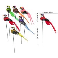 6Pcs Artificial Foam Birds Stakes Outdoor Yard &amp; Garden Decor Colorful 3d Fake Simulated Bird Decoration for Home Flower Pot Bed Artificial Flowers  PTH