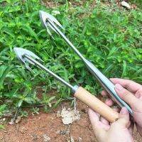 Garden Weeders เครื่องมือสแตนเลสรูปตัว V Grass Puller Garden Weeding Hook Grass Rooting Loose Soil Weeding Removal Puller