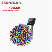 LIZHOUMIL เชือกแสงอาทิตย์100led ไฟกลางแจ้งกันน้ำ Lampu Hias นางฟ้ากับอุปกรณ์ตกแต่งสวนแผงแสงอาทิตย์สำหรับ