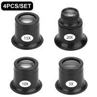 ♝▫✹ 4pcs/set Eye Loupe Magnifiers 5x/10/15x/20x Watch repair tool kit Jewelry Loupe Magnifier Magnifiying Glass Watchmaker tools