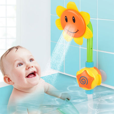 [Ready Stock] Electric Sunflower Shower Spray Baby Bath Play Toys For Boys Girls Water Spraying Tap Bathtub Game Early Learning Toys