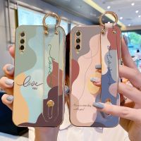 [ข้อเสนอพิเศษ] Romwe  สายรัดข้อมือ Electroplated Case สำหรับ Honor 9X Pro Huawei Y9S P Smart Pro 2019 Morandi บล็อกสี Stand Holder เคสโทรศัพท์