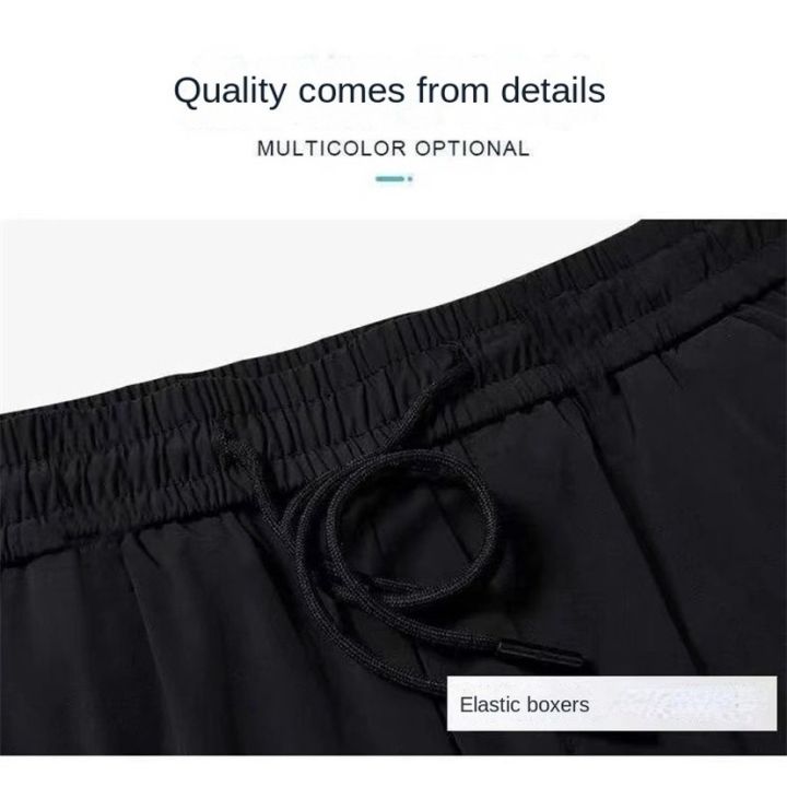 codff51906at-men-casual-pants-straight-slim-fit-elastic-work-pants-quick-drying-ice-silk-pants-men-trousers-pant-office-long-pants-seluar-lelaki-hitam-plus-size