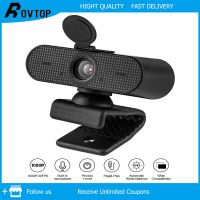 Rovtop เว็บแคม Full HD 1080P พร้อมไมโครโฟนสำหรับกล้องคอมพิวเตอร์ USB HD การถ่ายภาพกล้องวิดีโอสดพร้อมสต็อก