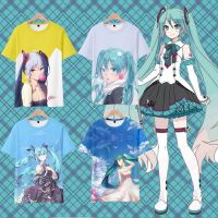 2023 NewHatsune Miku เสื้อยืด2022ฤดูร้อนสไตล์ใหม่สองมิติแขนสั้นผู้ชาย3D คอกลม