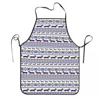 Fair Isle Ethnic Style Dachshund Pattern Apron Kitchen Chef Cooking Baking Bib Men Women Sausage Wiener Dogs Tablier Cuisine