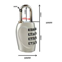 4หลักกุญแจแบบรหัสแม่กุญแจรักษาความปลอดภัยกลางแจ้งโลหะผสมสังกะสีสำหรับกระเป๋าเป้กระเป๋าเดินทางลิ้นชักล็อกเกอร์