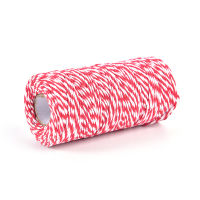 100mRoll (Red+White) 2mm Cotton Bakers Twine String Cord Cotton Rope Cotton Cord Bottle Gift Box Decor Craft Diameter