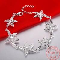 925 Sterling Silver Starfish Couple bracelets Animal Charms Bangles Party Retro Jewelry Accessories For Women Gifts