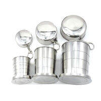 สแตนเลสพับถ้วยเครื่องครัว Retractable ถ้วย Teacups Teaware Camp Utensils บนโต๊ะอาหารพับ Cup75/150/250ML-ogfhdsd