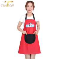 ThaiTeeMall-พร้อมส่ง! ผ้ากันเปื้อนสำหรับทำอาหาร ป้องกันน้ำและน้ำมัน ทำความสะอาดง่าย ผ้าโพลีเอสเตอร์เคลือบกันน้ำ รุ่น QB-104G