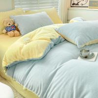 [COD] double-spelled milk velvet four-piece bed sheet thick double-sided plus warm bedding anti-static quilt