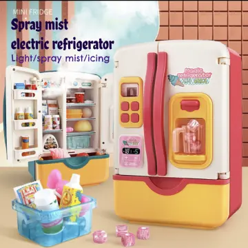 Kids Toy Fridge Refrigerator Accessories with Ice Real Spray