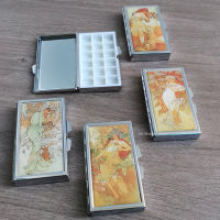 สีน้ำ Pigment Storage Four Seasons Series Outdoor Sketching Portable Metal Palette No Inner Container Mirror Jewelry