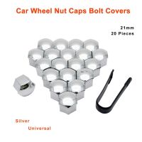 21MM UNIVERSAL Chrome Car Wheel Nut Bolt Covers Caps Silver For Any Car New Wheel Nut Caps 20 pcs/set Automobile Screw Set Nails  Screws Fasteners