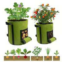 Planter Bags 7/10 Gallon Potato Grow Bags with 2 Access Flaps Heavy Duty Thickened Nonwoven Fabric Pots with Reinforced Handles Breathable Plant Container for Potato Vegetables consistent