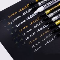 Silver Gold Permanent Metallic Marker Pens 0.7/1.0/2.0mm Student Sketch Graffiti Art Markers Hook Liner Pen Japanese Stationery