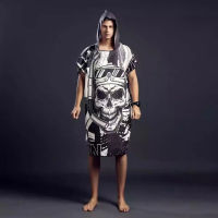 ไมโครไฟเบอร์ Beach Poncho Towel Skull Robe Water Absorbent Quick Dry For Swimming Diving