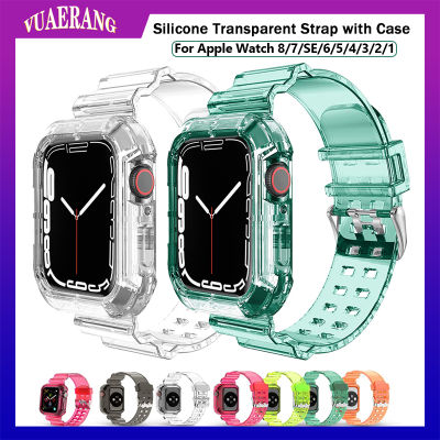 VUAERANG นุ่มใสซิลิโคนสายกีฬาสำหรับ Apple Watch 8 7 6 SE 5 4 3 2 1 38มิลลิเมตร42มิลลิเมตร40มิลลิเมตร44มิลลิเมตร41มิลลิเมตร45มิลลิเมตรวงสายยางสำหรับ Apple Watch Series SE 6 5 4 40มม. 44มม.