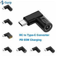 SURP 5.5X2.5 7.4X5.0 4.5X3.0mm ที่ชาร์จแล็ปท็อป USB C DC ไปยังประเภท C ตัวแปลงสัญญาณ ตัวแปลงไฟฟ้า Pd 65W