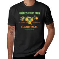 เสื้อยืดลายเสื้อยืดลายฟาร์ม Jimenez Citrus สีดำกราฟิก