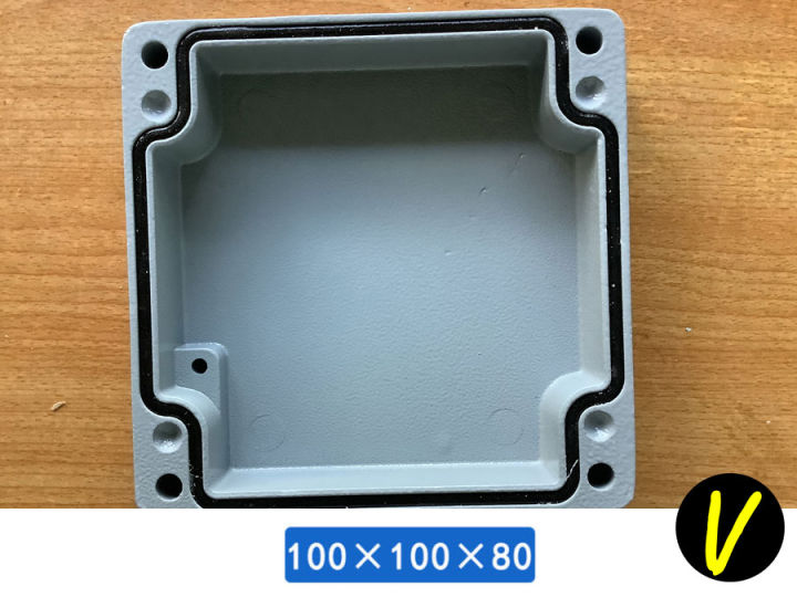 กล่องอลูมิเนียมกันน้ำ-ip66-สีเทา-ขนาด-100-x-100-x-80-มม-v