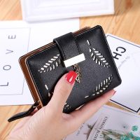【CC】 Short Hollow Ladies Wallet Fashion Trend Leather Soft Face Bank Card Banknote Change Storage