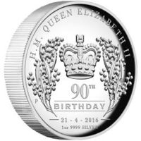 5ชิ้นพระราชินีอลิซาเบธที่สองแบบแม่เหล็ก90th ป้ายที่ระลึกวันเกิดชุบเงินเหรียญของที่ระลึกสำหรับสะสม