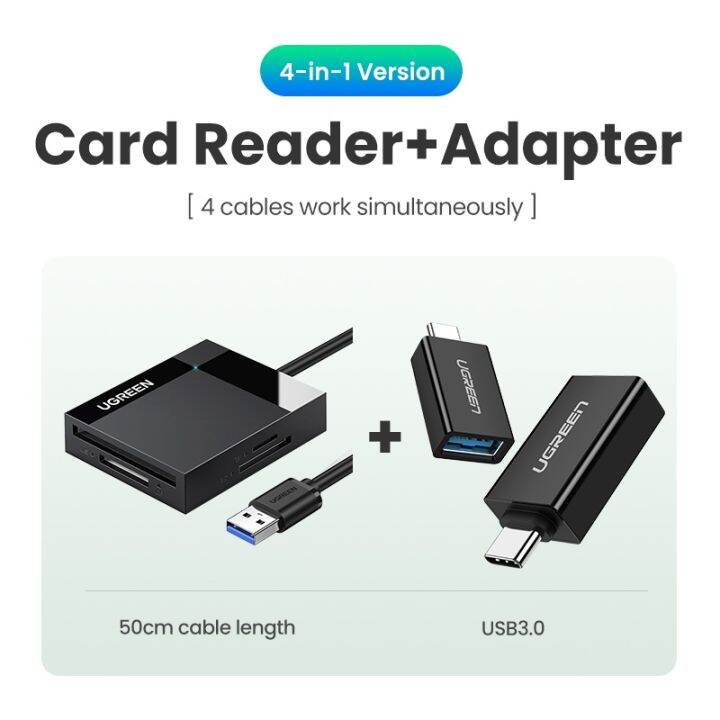 ugreen-อะแดปเตอร์การ์ดรีดเดอร์-sd-card-reader-android-usb-3-0-otg-hub-สําหรับ-windows